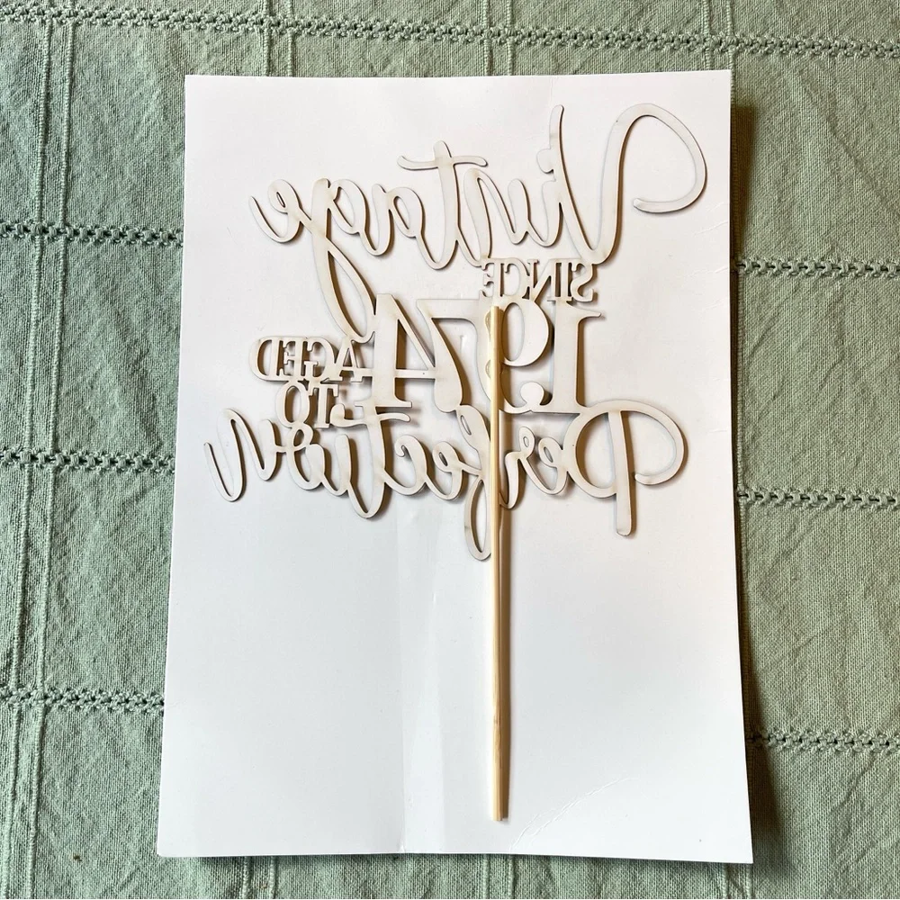 Vintage Since 1974 Aged to Perfection Shimmery Black Cake Topper